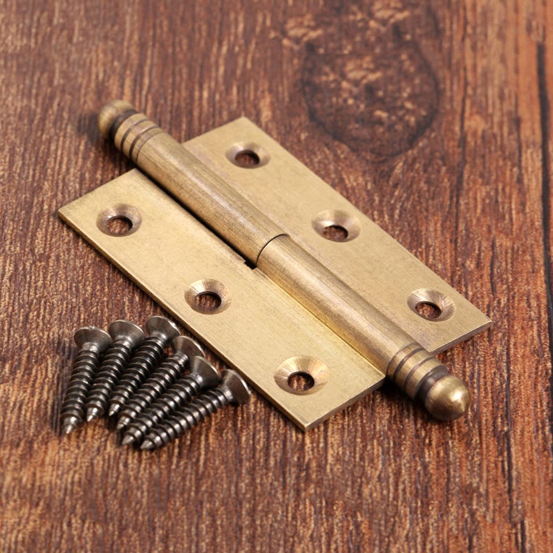 dophee 2pcs Vintage Industrial Style Folding Butt Hinges with Screws for Cupboard Cabinet Door Wardrobe Wooden Boxes Cases Furniture Hardware, Antique Brass, 2.83"x1.97"x1.34" - Image 2